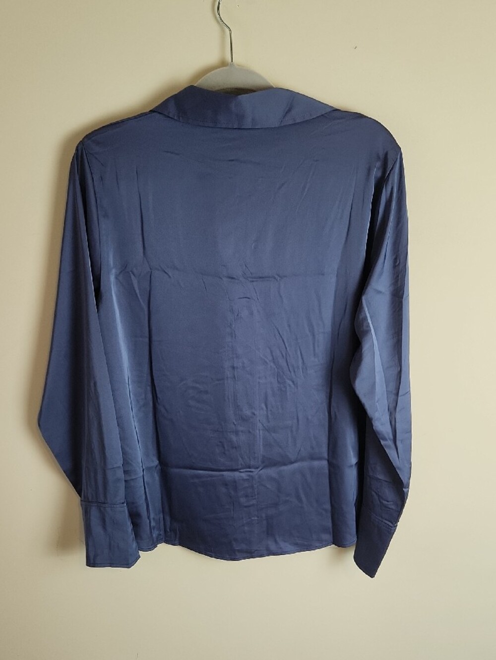 H&M Dusty Blue Satin-Feel Button-Up Blouse Large NWT - Picture 7 of 11